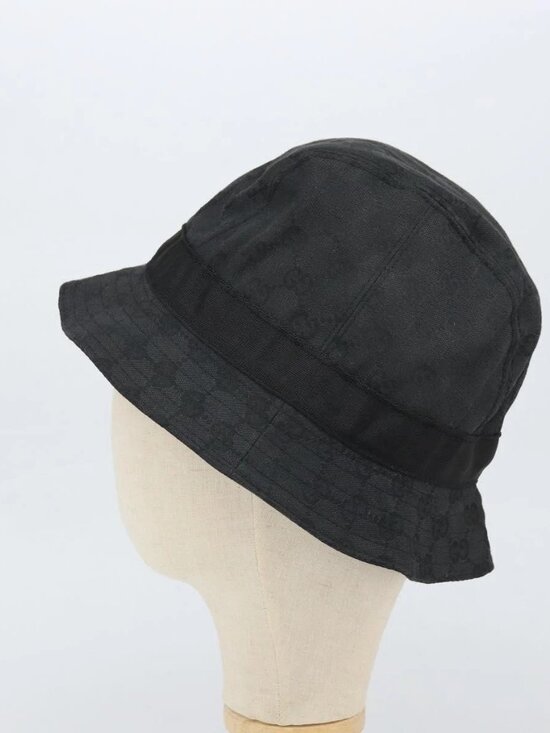 GUCCI GG Canvas Bucket Hat L Black Auth hk3506 main image 6